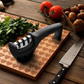 Manual Kitchen Knife Sharpner, 3 Stage Sharpening Tool for Steel Knives
